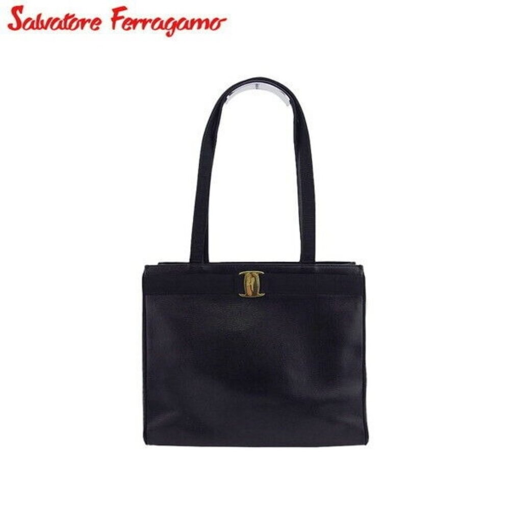 Salvatore Ferragamo Tote Bag Vara Embossed Leather Authentic Used T22472